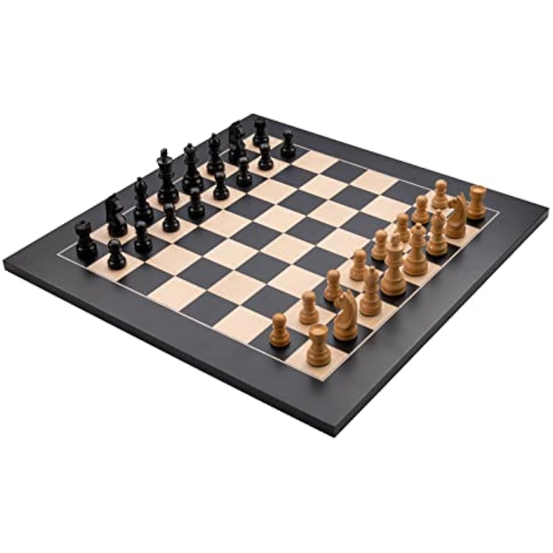 Engelhart Luxury Inlaid Wooden Chess Set - Maple & Walnut - 50 cm