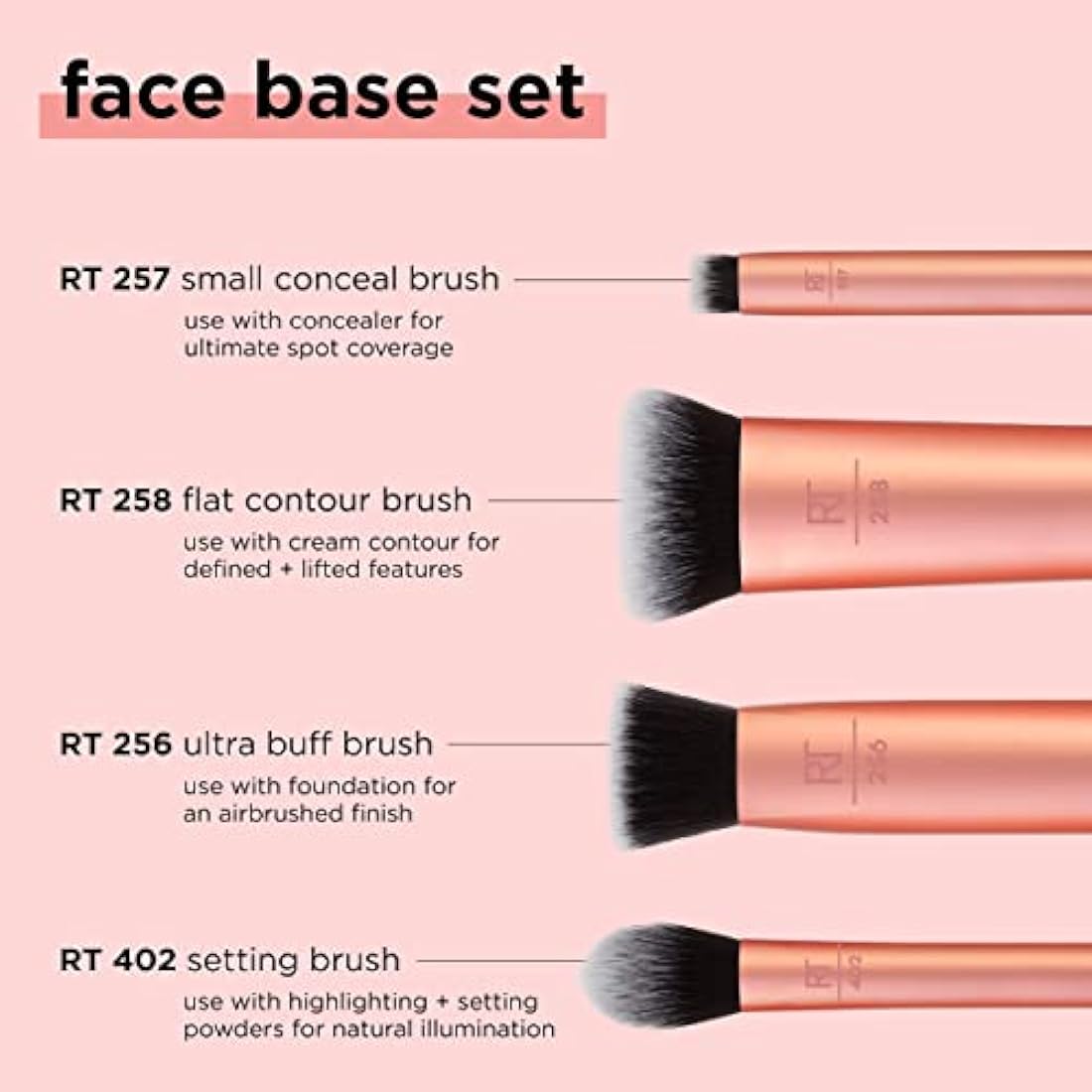 Real Techniques Face Base Makeup Brush Set - 4 Piece Blending Kit