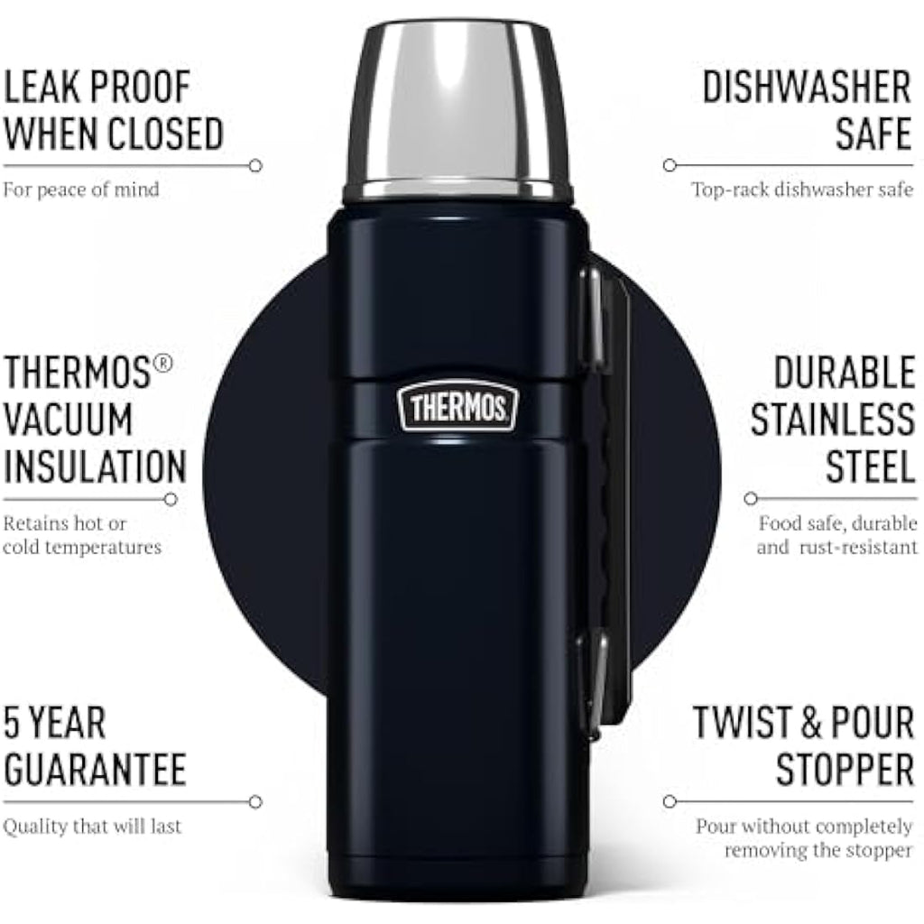 Thermos Stainless King 1.2L Travel Flask – Insulated Midnight Blue