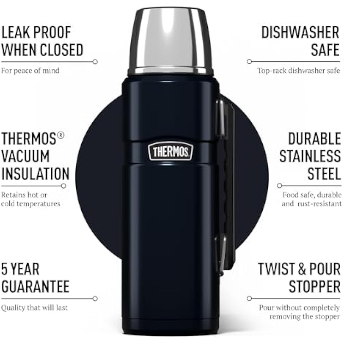 Thermos Stainless King 1.2L Travel Flask – Insulated Midnight Blue