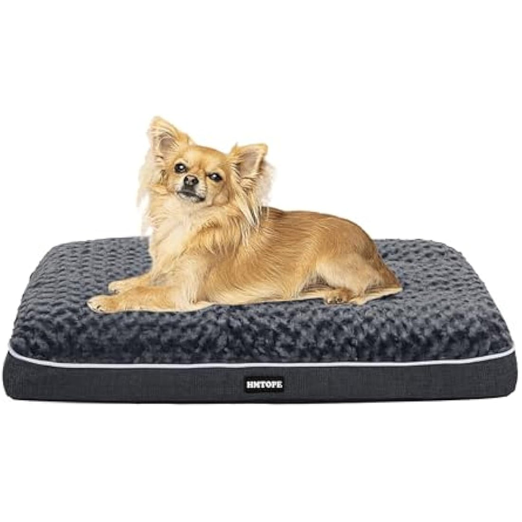 HMTOPE Orthopaedic Dog Bed – Washable Double Deck Pet Mat, Dark Grey