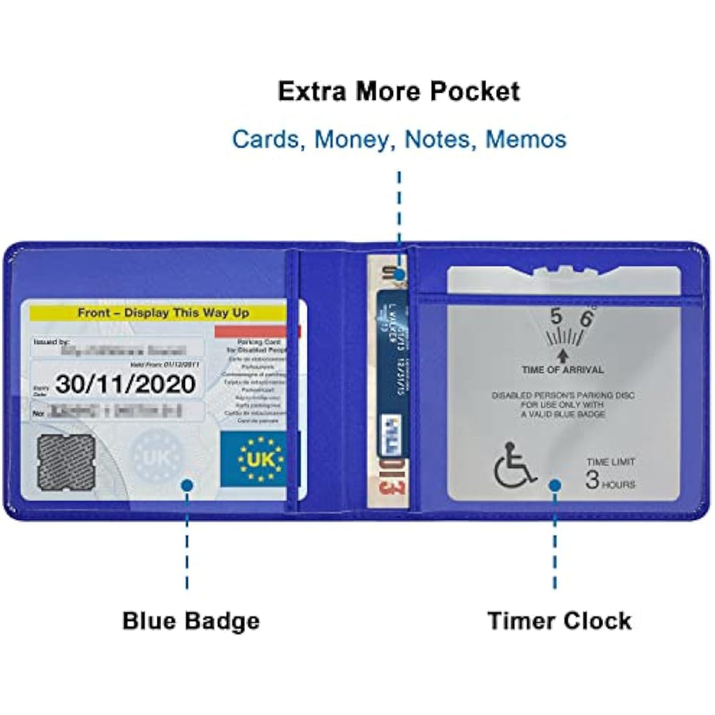 Wisdompro PU Leather Blue Badge and Timer Holder – Royal Blue Wallet
