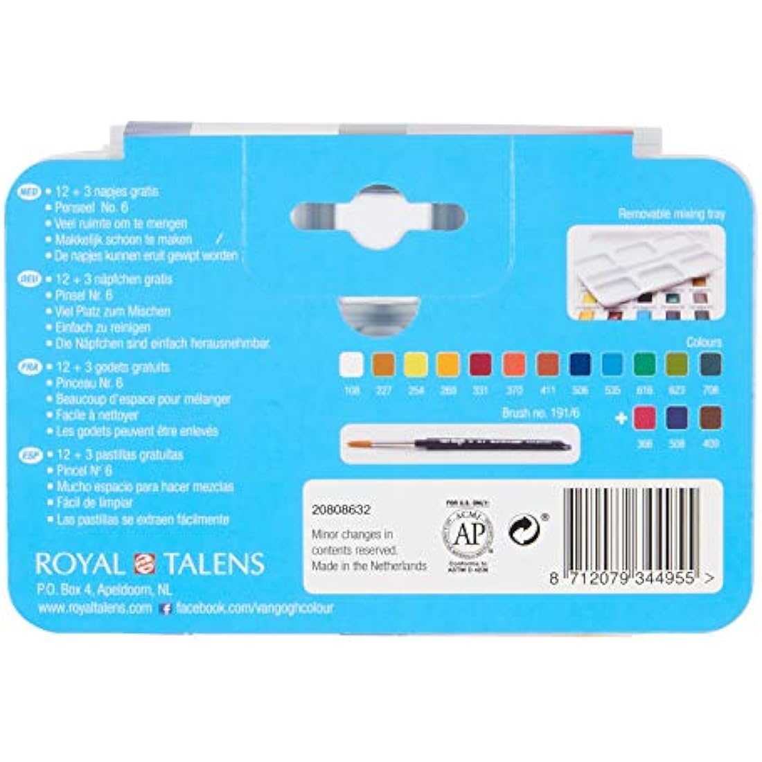 Van Gogh Watercolour Set – 15 Half-Pans Pocket Box Artist Painting Kit