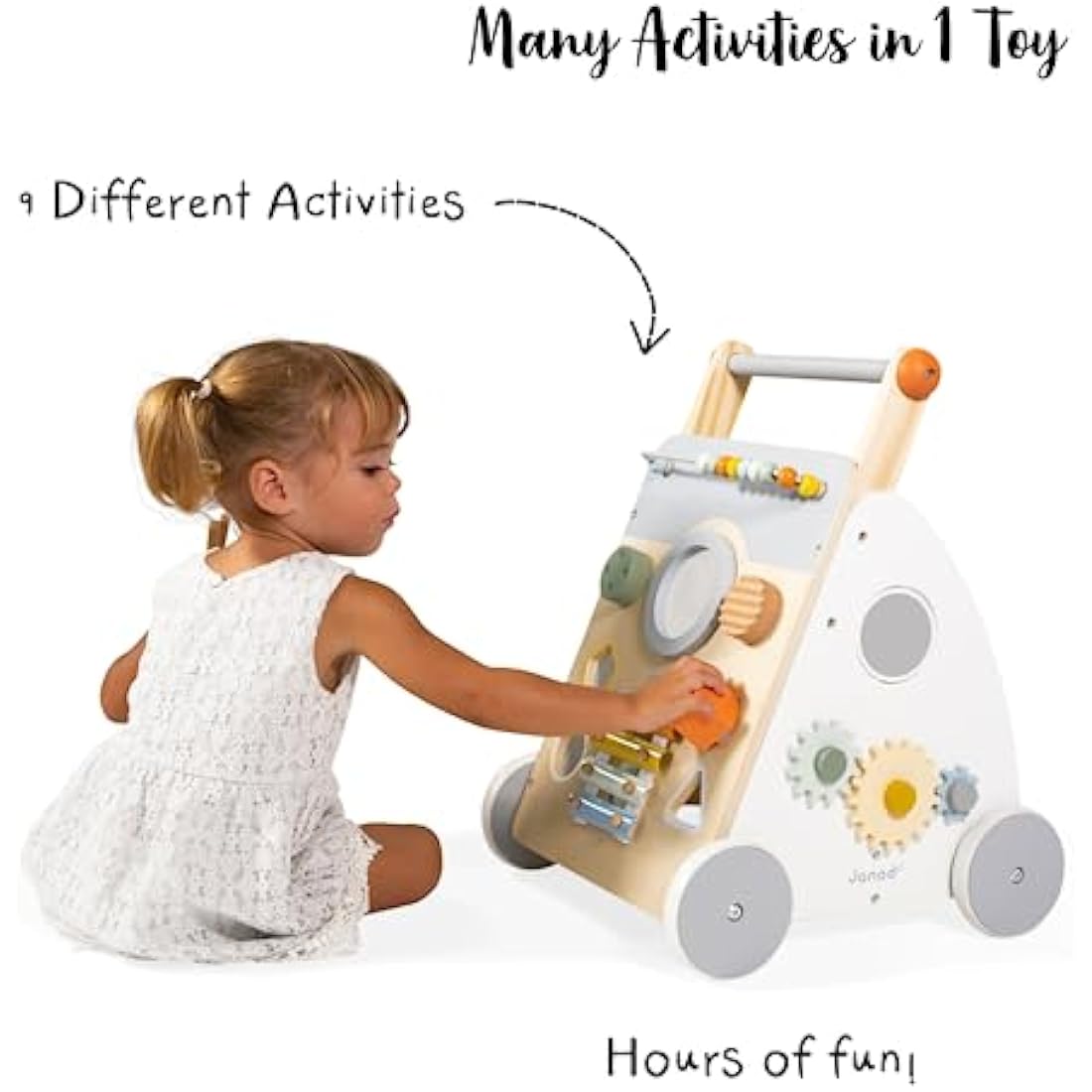 Janod Sweet Cocoon Wooden Multi-Activity Baby Walker and Pushcart
