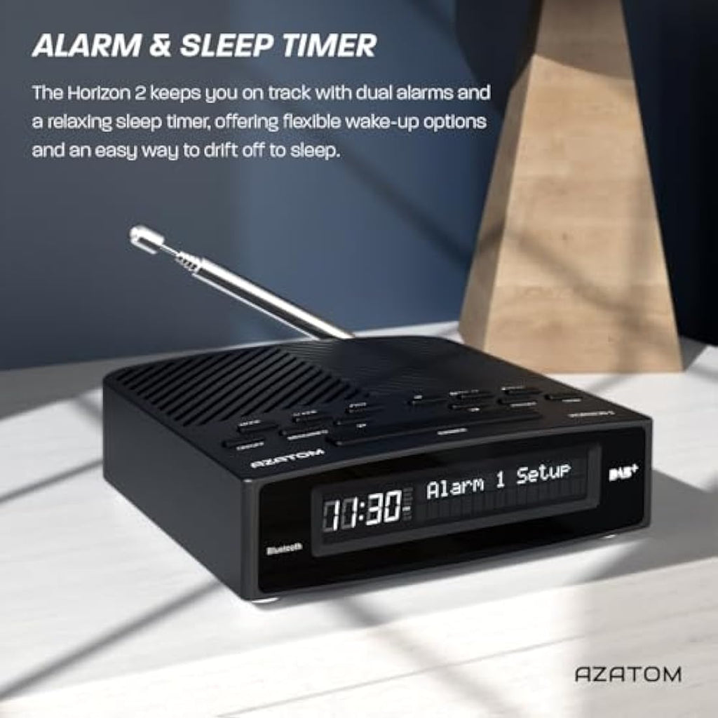 Azatom Horizon 2 DAB+ FM Radio | Dual Alarm Clock with Bluetooth & USB