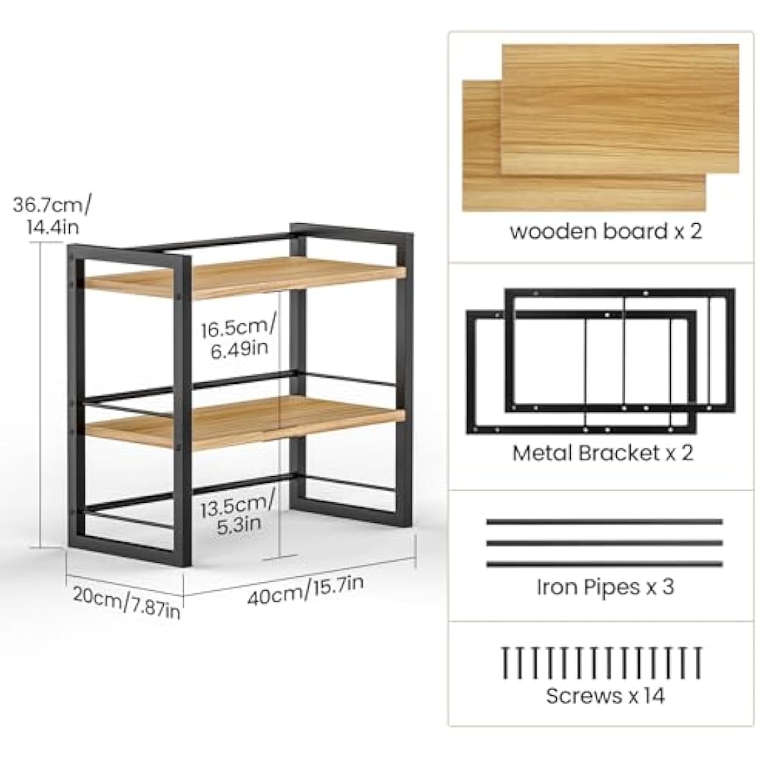 Wood Desktop Bookshelf – 2-Tier Office Desk Shelf Organizer