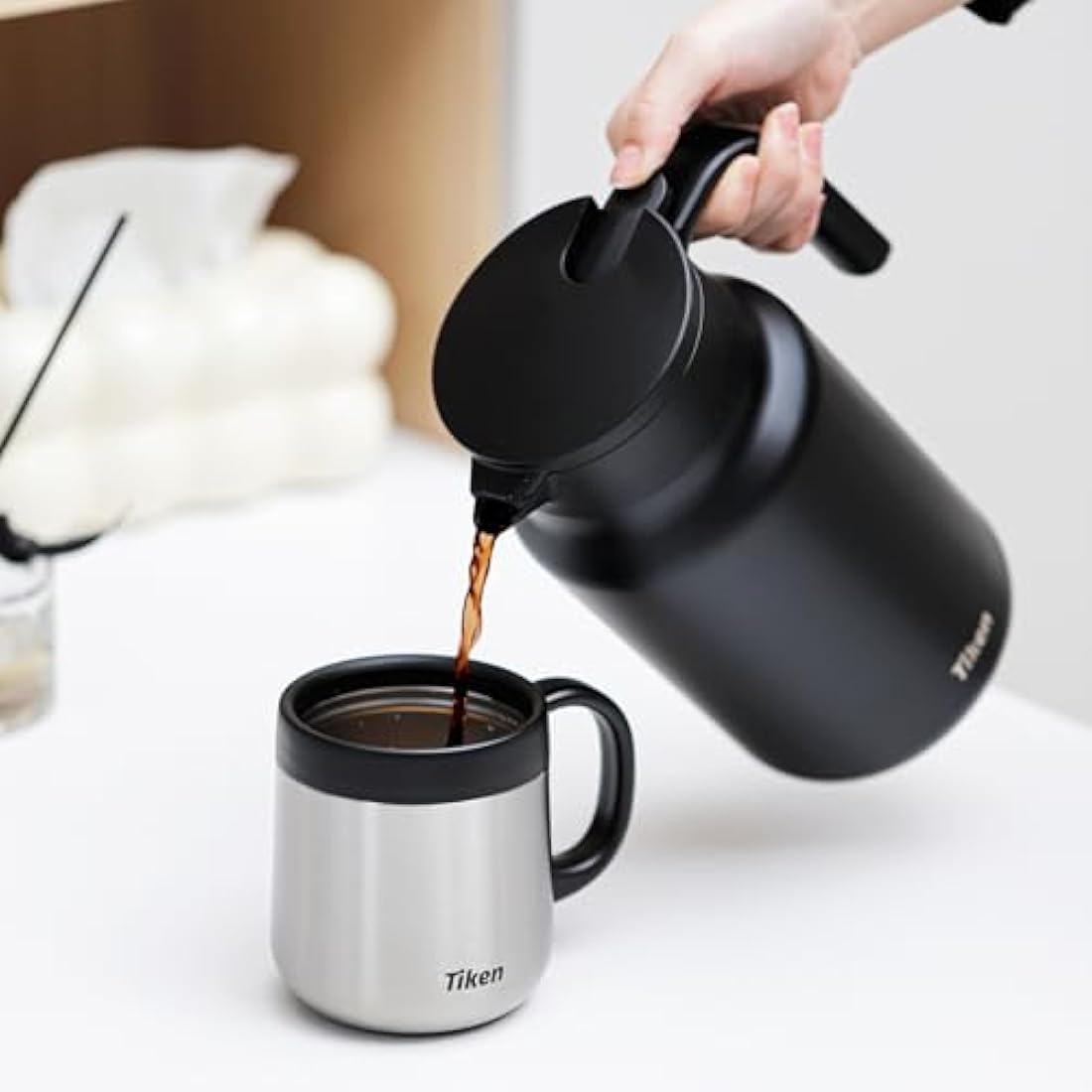 Tiken 1.5L Thermal Coffee Carafe – Vacuum Insulated Stainless Steel