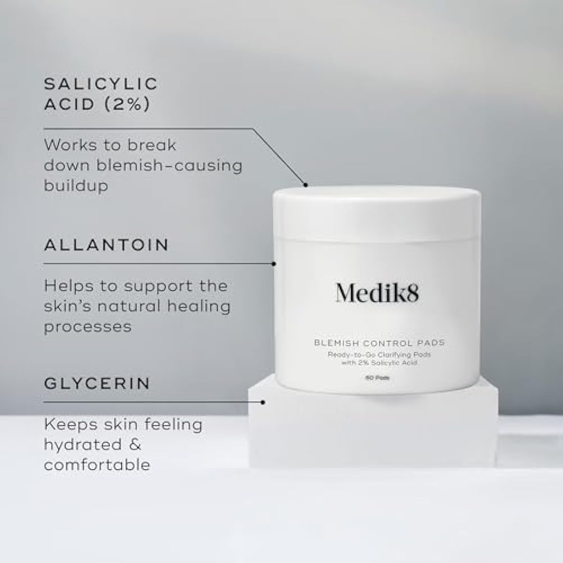 Medik8 Blemish Control Pads – 2% Salicylic Acid Clarifying Pads (60ct)