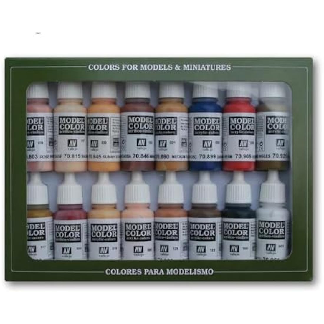 Vallejo Model Color Face & Skin Tones Acrylic Paint Set - 16 Pack