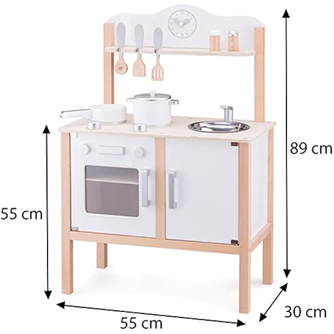 New Classic Toys Wooden Pretend Play Kitchen Set with Accessories