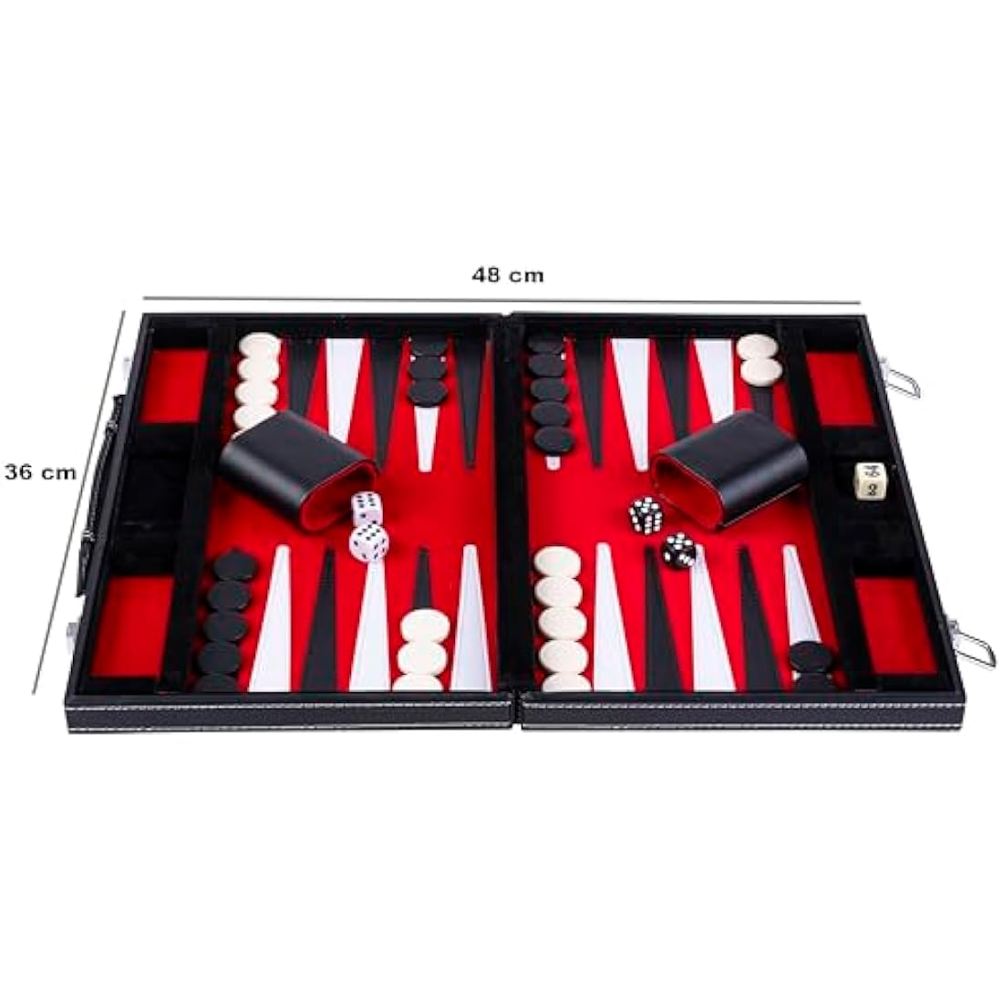 Engelhart 15" Backgammon Set – Faux Leather Travel Case with Felt Interior