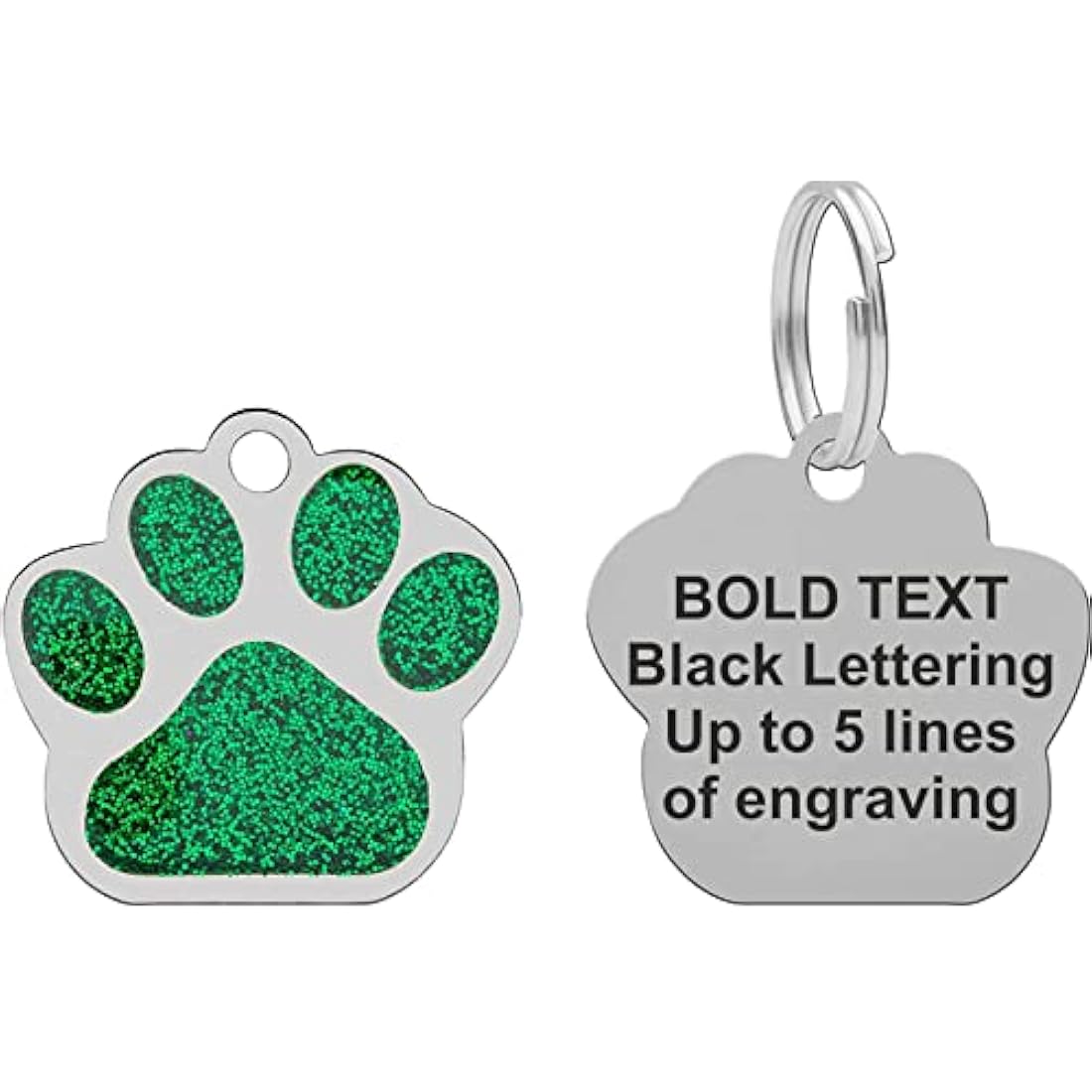 Personalized Pet ID Tag – Engraved Glitter Paw Print 27mm