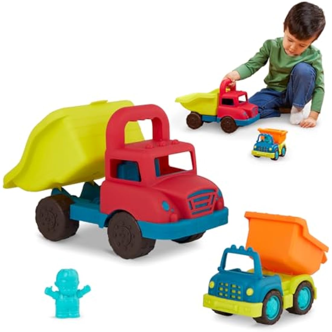 B. toys Grab-n-Go Dump Truck Set – 2 Construction Vehicles for Toddlers