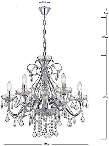 Bestier Modern Crystal Pendant Chandelier – Chrome 6-Light Fixture