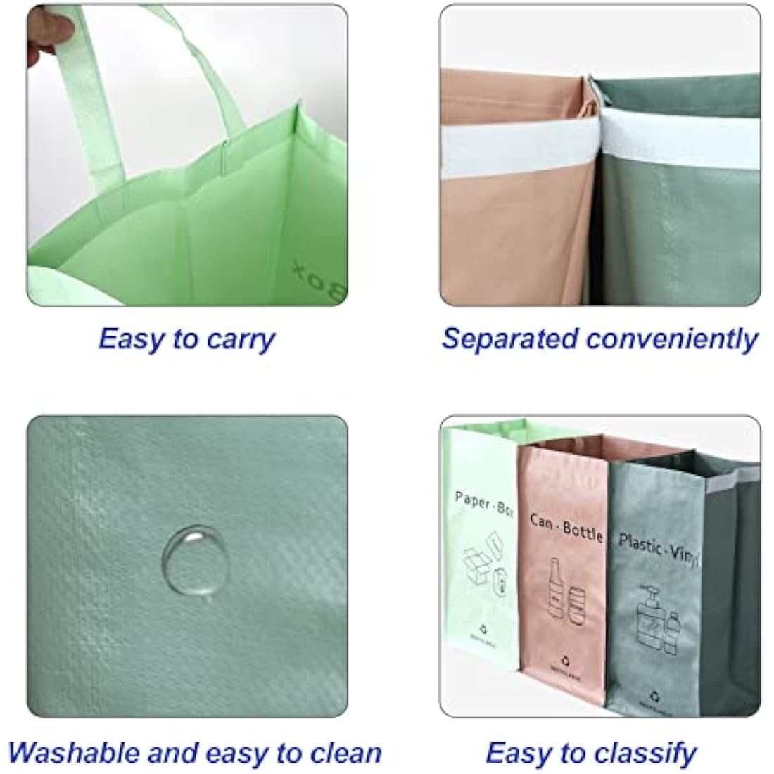 Jolof Store Recycling Bags | 3-Pack Waterproof Woven Waste Bins
