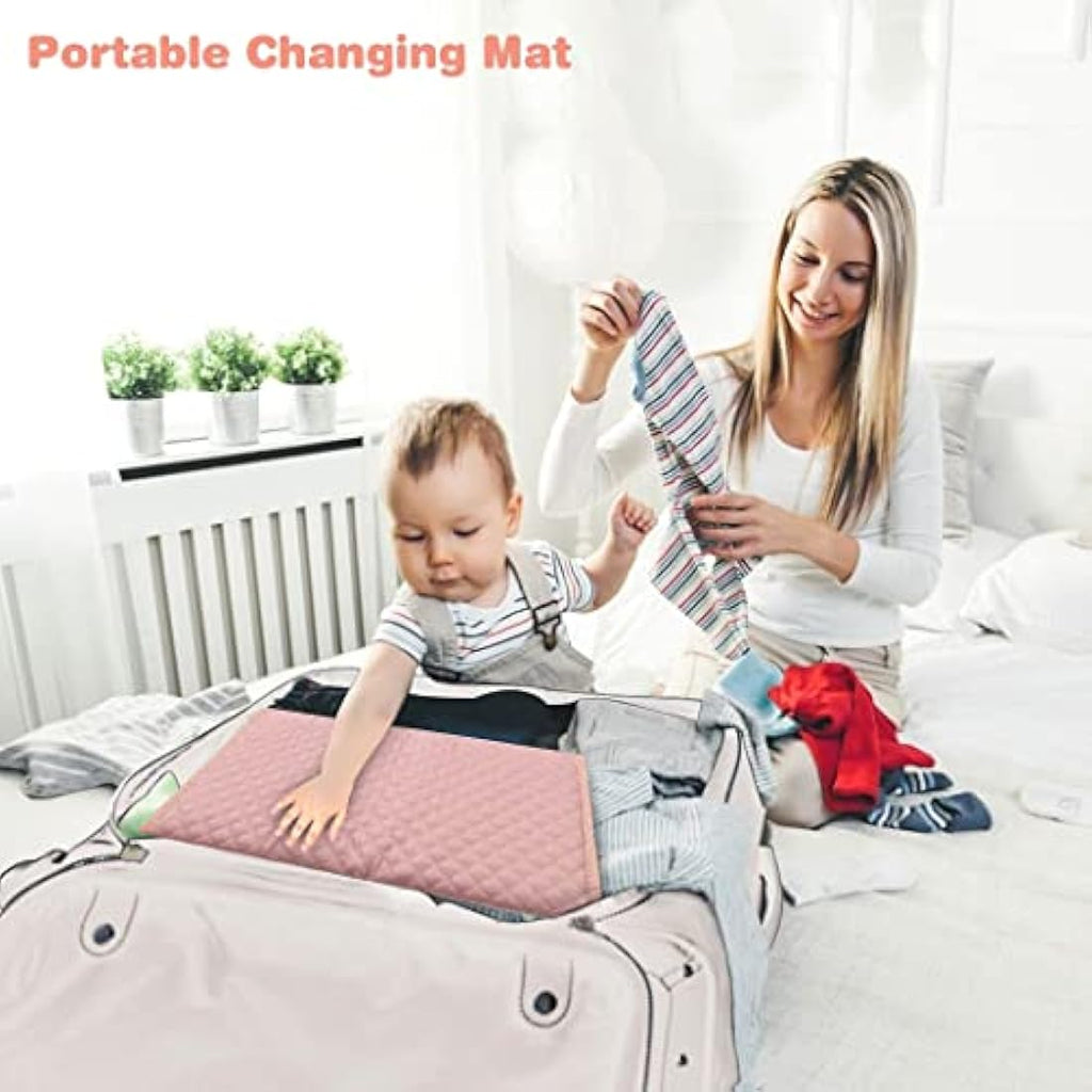 Lekebaby Portable Baby Changing Mat – Waterproof Foldable Nappy Pad, Pink