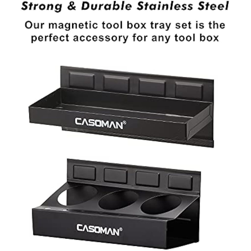 CASOMAN 4-Piece Magnetic Toolbox Shelf & Paper Towel Holder Set