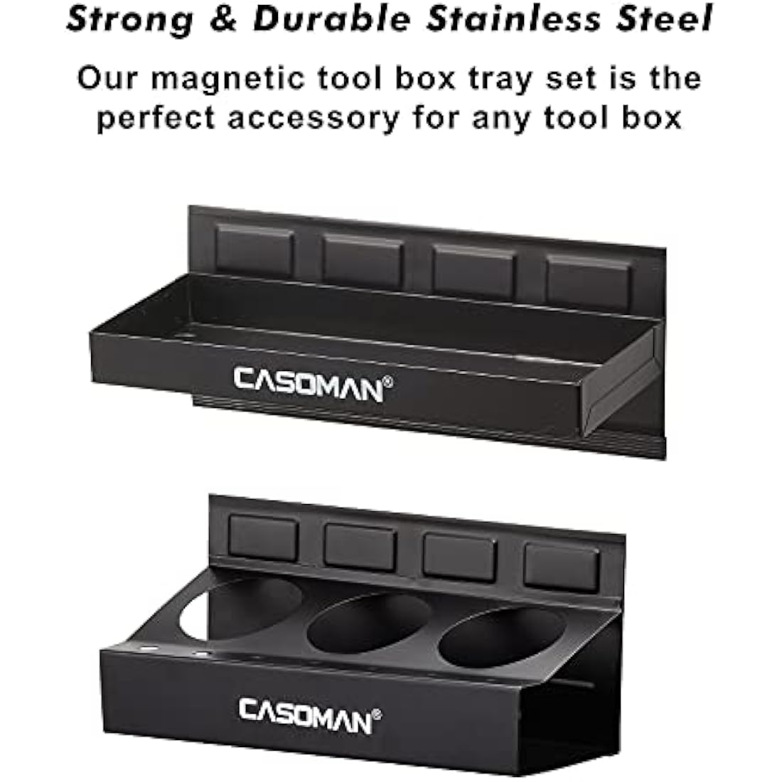 CASOMAN 4-Piece Magnetic Toolbox Shelf & Paper Towel Holder Set