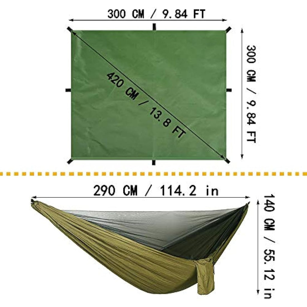Camping Hammock with Mosquito Net and Waterproof Rainfly