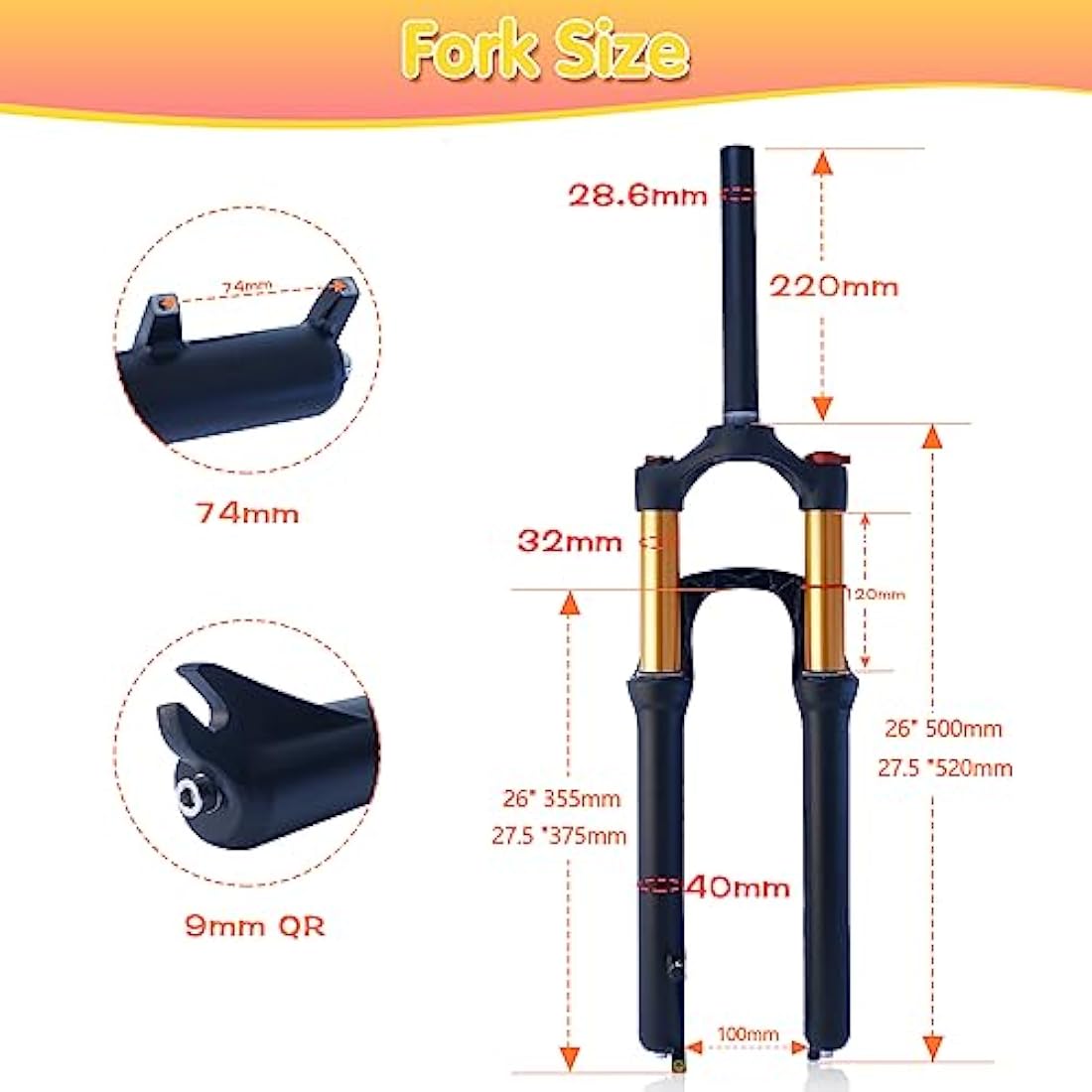ZTZ Kashima MTB Suspension Fork – 26/27.5 Inch Mountain Bike Gas Fork