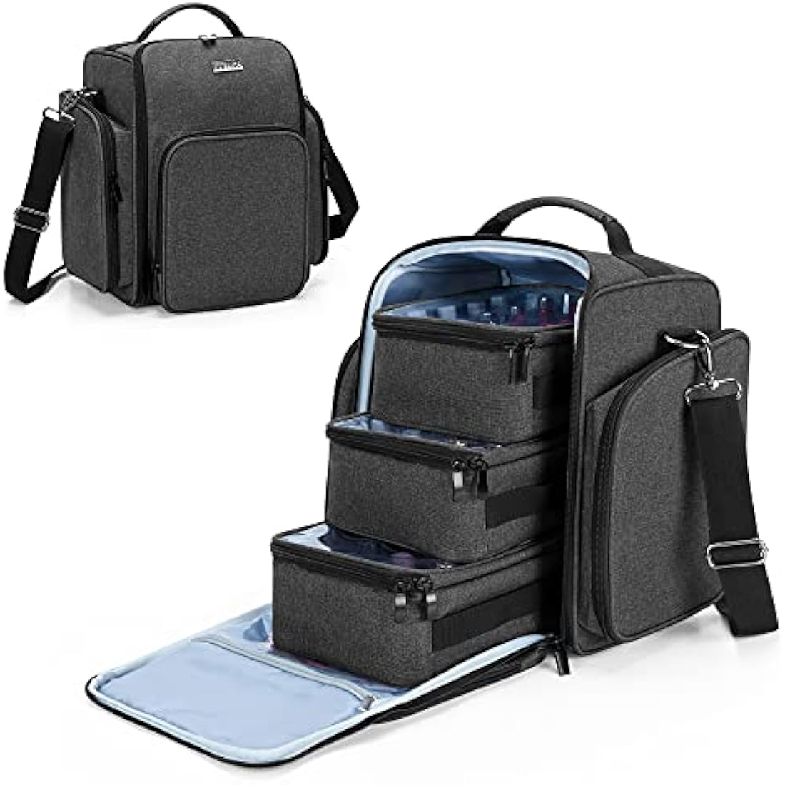 BAFASO Nail Polish Organiser Case - Holds 72 Bottles - Black Nylon Bag