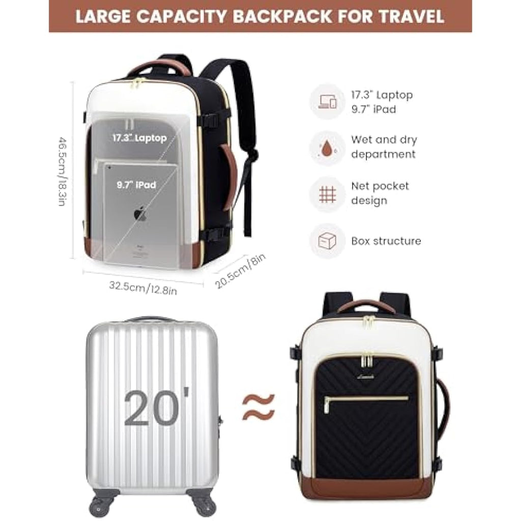 LOVEVOOK Women's 40L Travel Backpack – 17.3" Laptop Carry On Bag
