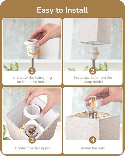 EDISHINE Touch Bedside Lamps Set of 2 | 3-Way Dimmable with USB A+C