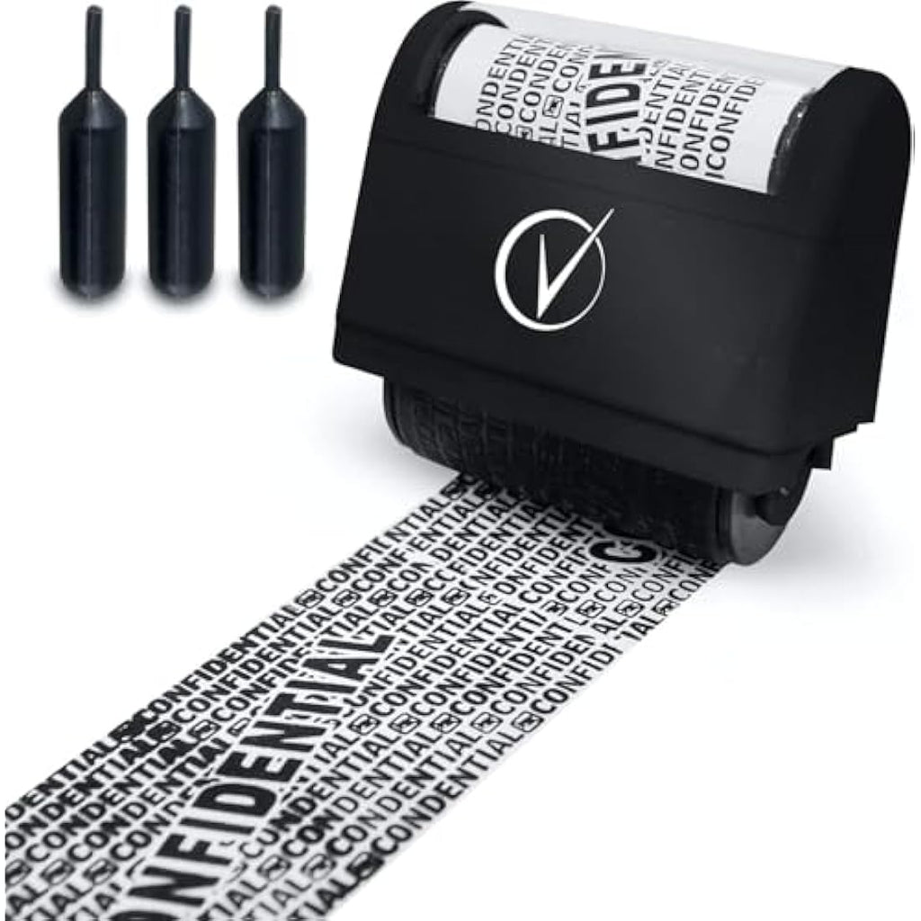 Vantamo Identity Theft Protection Roller Stamp with 3 Refills – Black