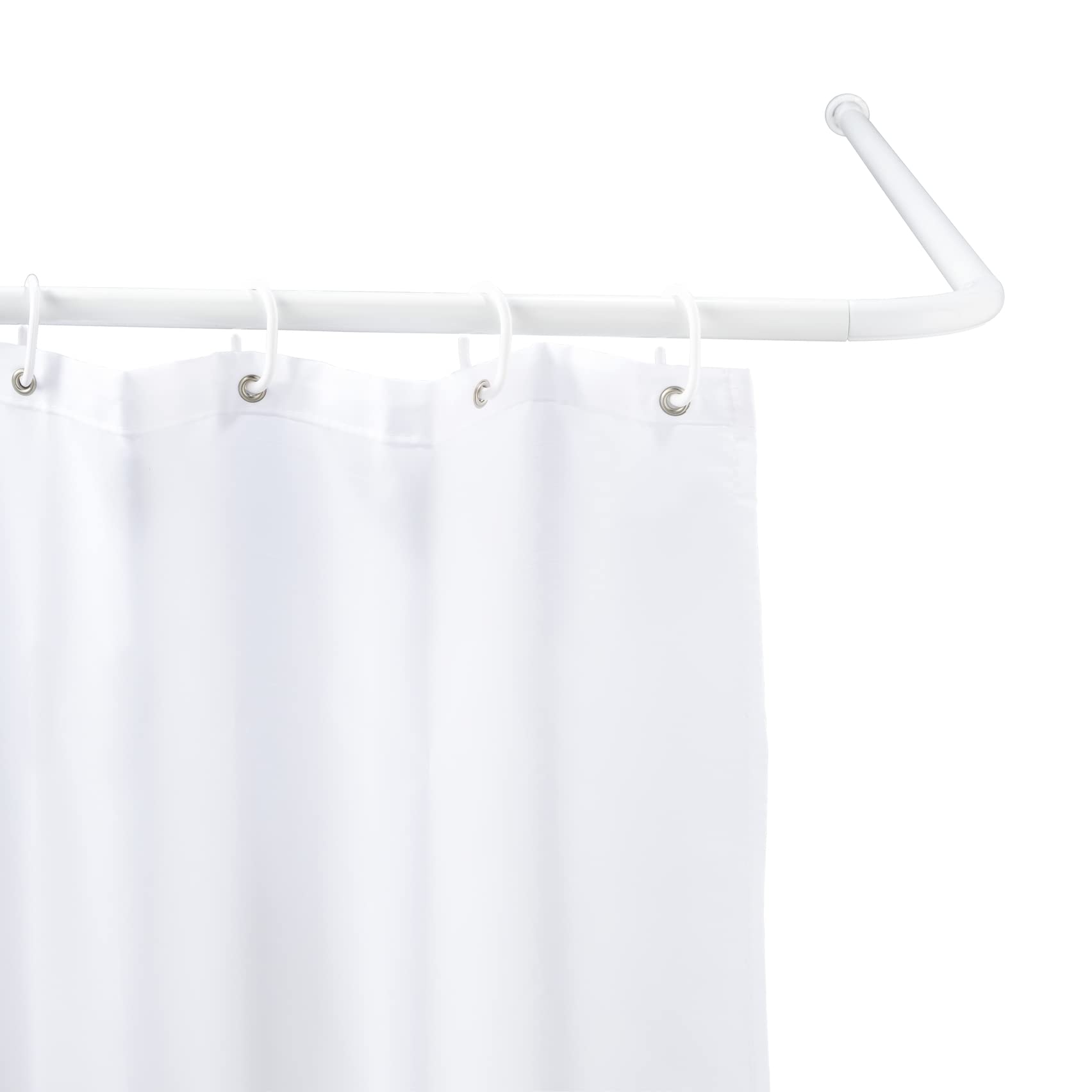 WENKO Universal White Aluminium Corner Shower Rail Rod – 20mm Diameter