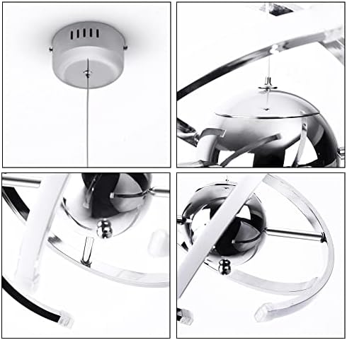 ELINKUME Modern LED Pendant Light – 26W Adjustable Chrome Chandelier