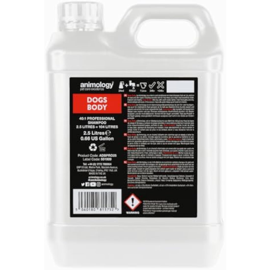 Animology Dogs Body Dog Shampoo – Deodorizing & Deep Cleaning, 2.5L