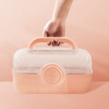 Uotyle 3-Layer Medicine Storage Box | Portable Plastic First Aid Case - Pink