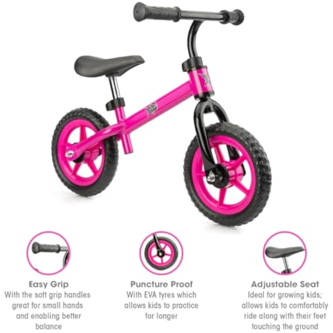 Xootz Kids Balance Bike – Pink Steel Training Bicycle for Toddlers