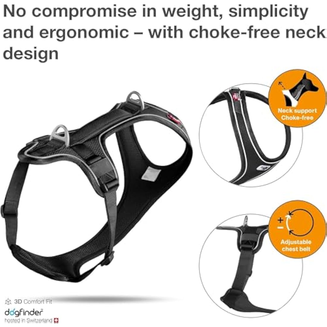 Curli Belka Comfort Dog Harness | Lightweight Choke-Free Mesh - Black - XS