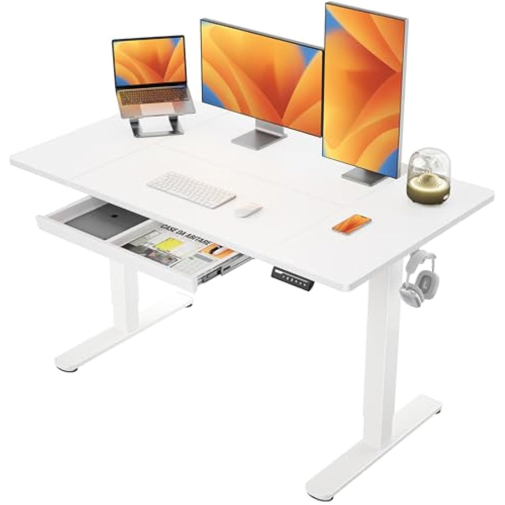 ErGear Electric Standing Desk | 140x80cm Height Adjustable Table with Drawer