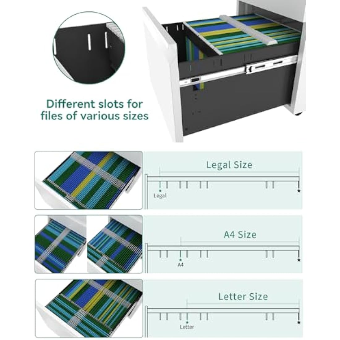 YITAHOME 3-Drawer Mobile File Cabinet | Lockable Steel Under Desk Storage