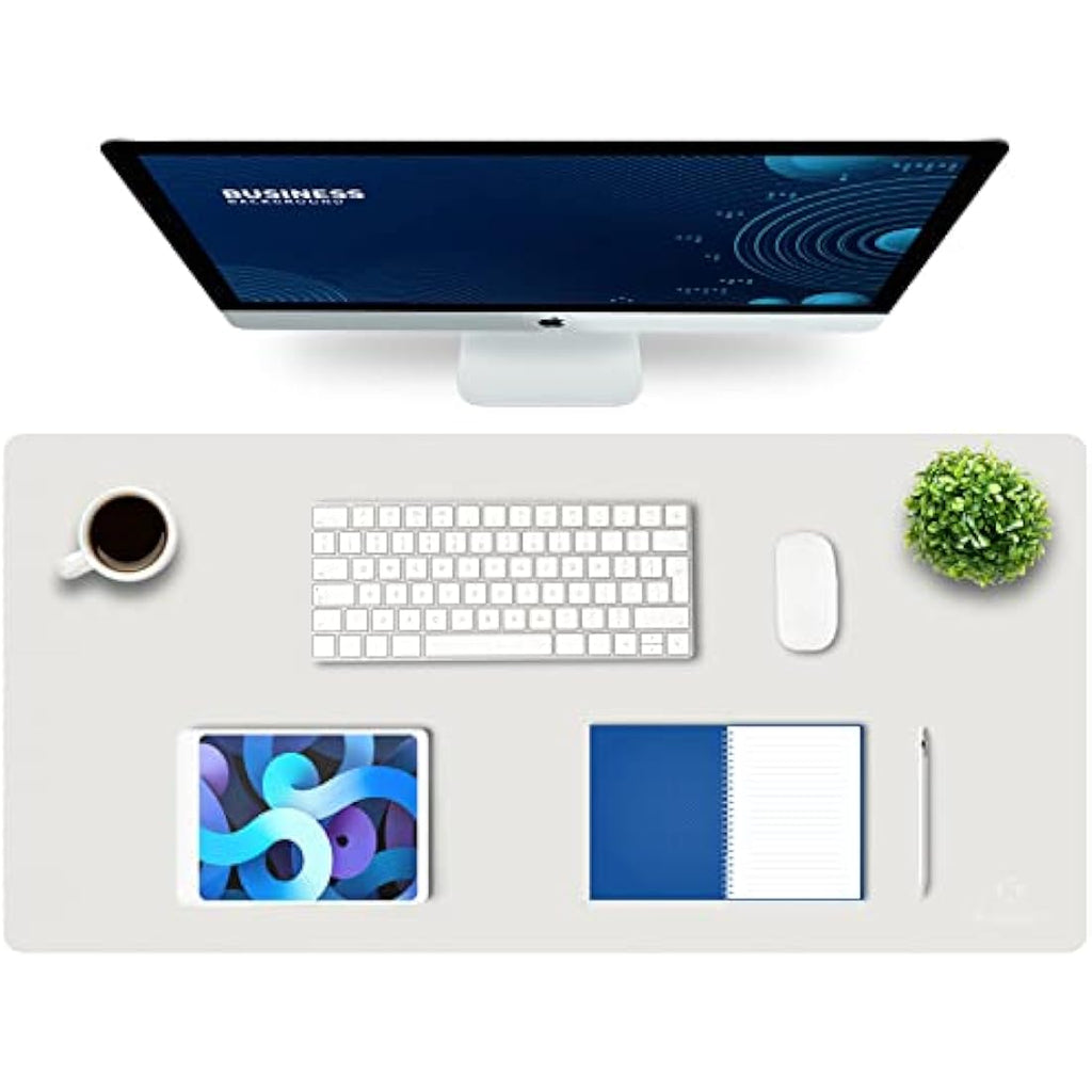 K KNODEL Leather Desk Mat – Large Office Mouse Pad & Protector, White