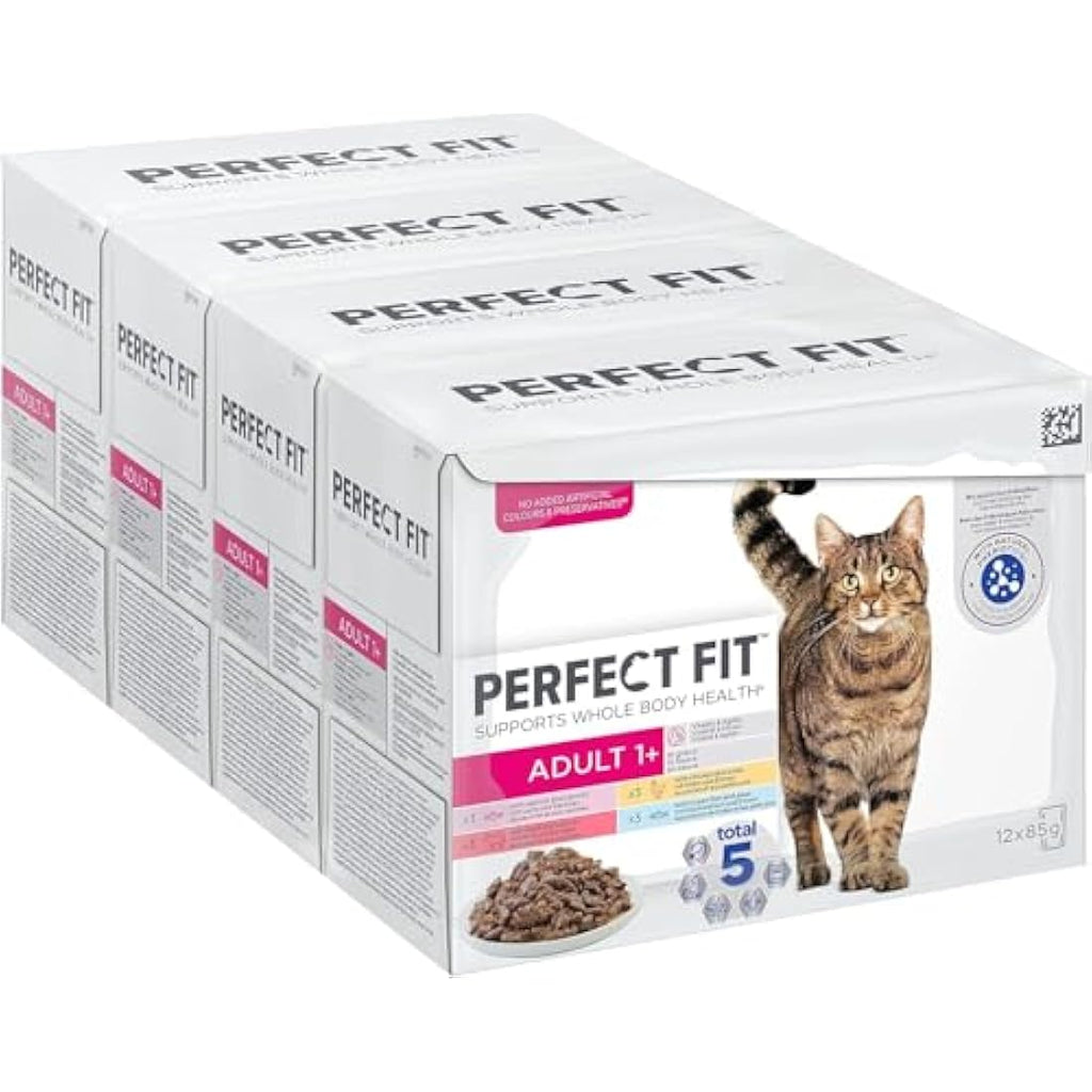Perfect Fit Adult Wet Cat Food Mixed Selection in Sauce – 48 x 85g Pouches