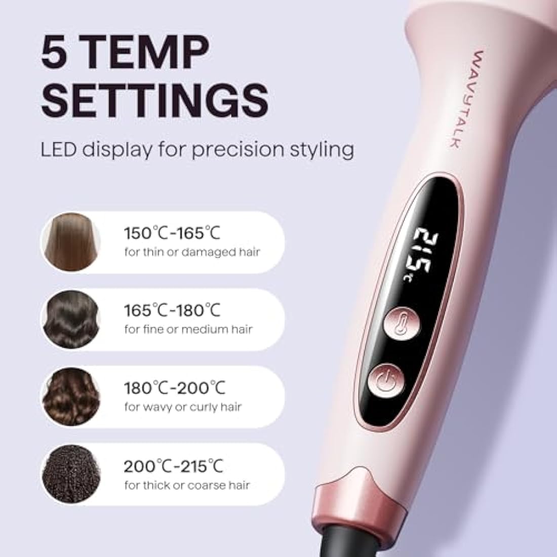 Wavytalk Thermal Brush | 38mm Ionic Heated Round Brush for Volume - Pink
