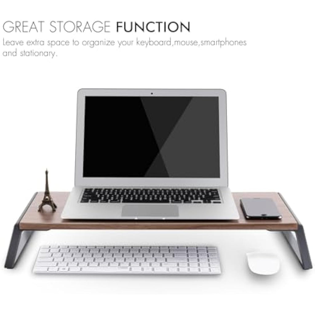 ThingyClub Monitor Stand Riser | Ergonomic MDF & Aluminum Desk Organizer