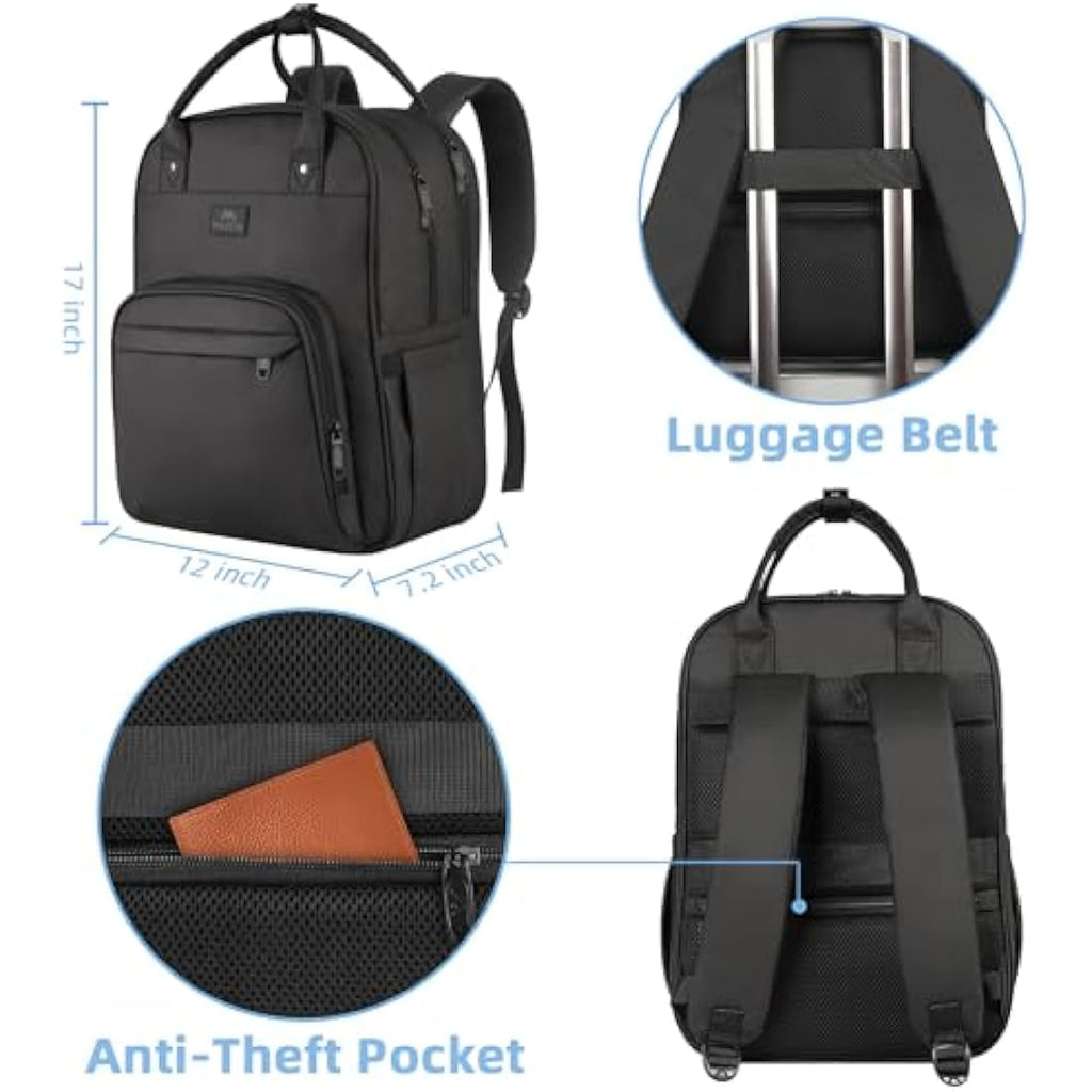 MATEIN Nurse Backpack | 15.6 Inch Laptop Medical Bag with Organizer, Black