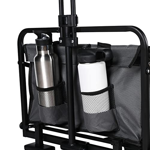 Heavy Duty Folding Wagon – All-Terrain Utility Cart with Cover, Grey