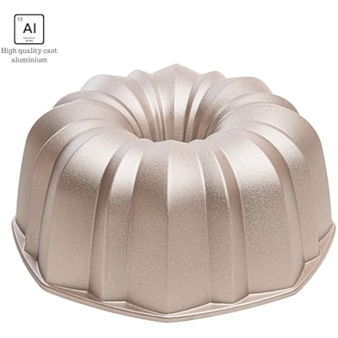Erreke Fluted Cake Tin – 24cm Non-Stick Cast Aluminium Mould, Rose Gold