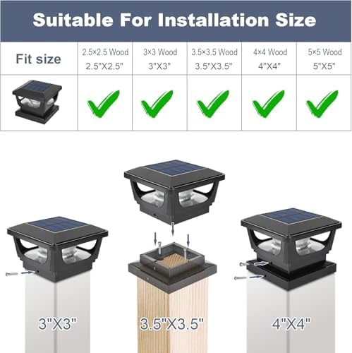 GEYUEYA Solar Post Lights | Warm White IP65 Waterproof Fence Caps - 4 Pack