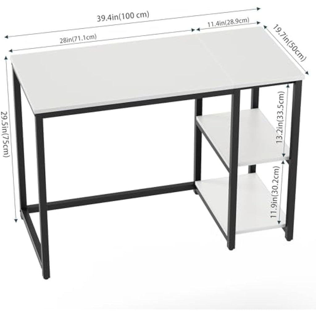 WOHOMO 100cm Computer Desk | Small Home Office Writing Table - White