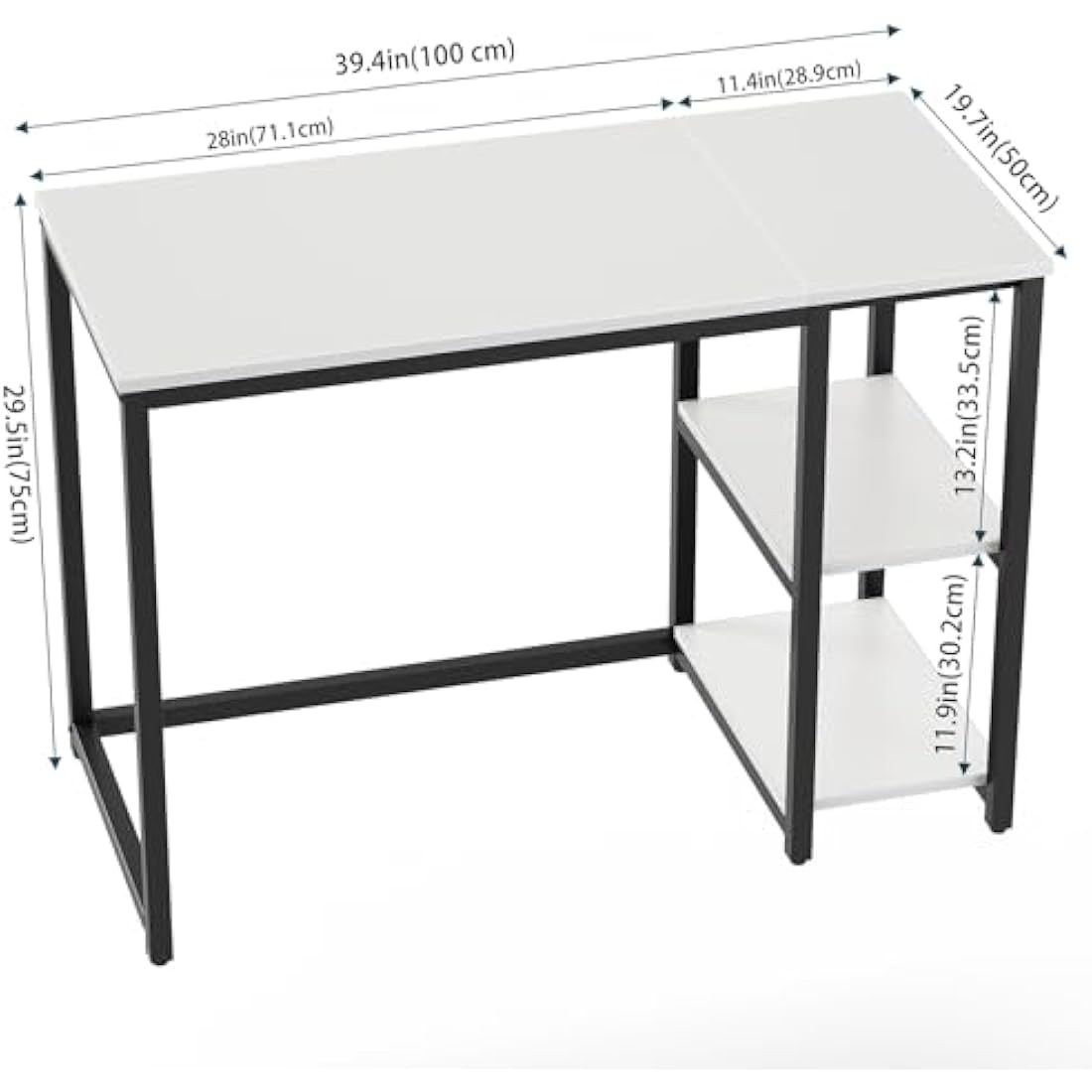 WOHOMO 100cm Computer Desk | Small Home Office Writing Table - White