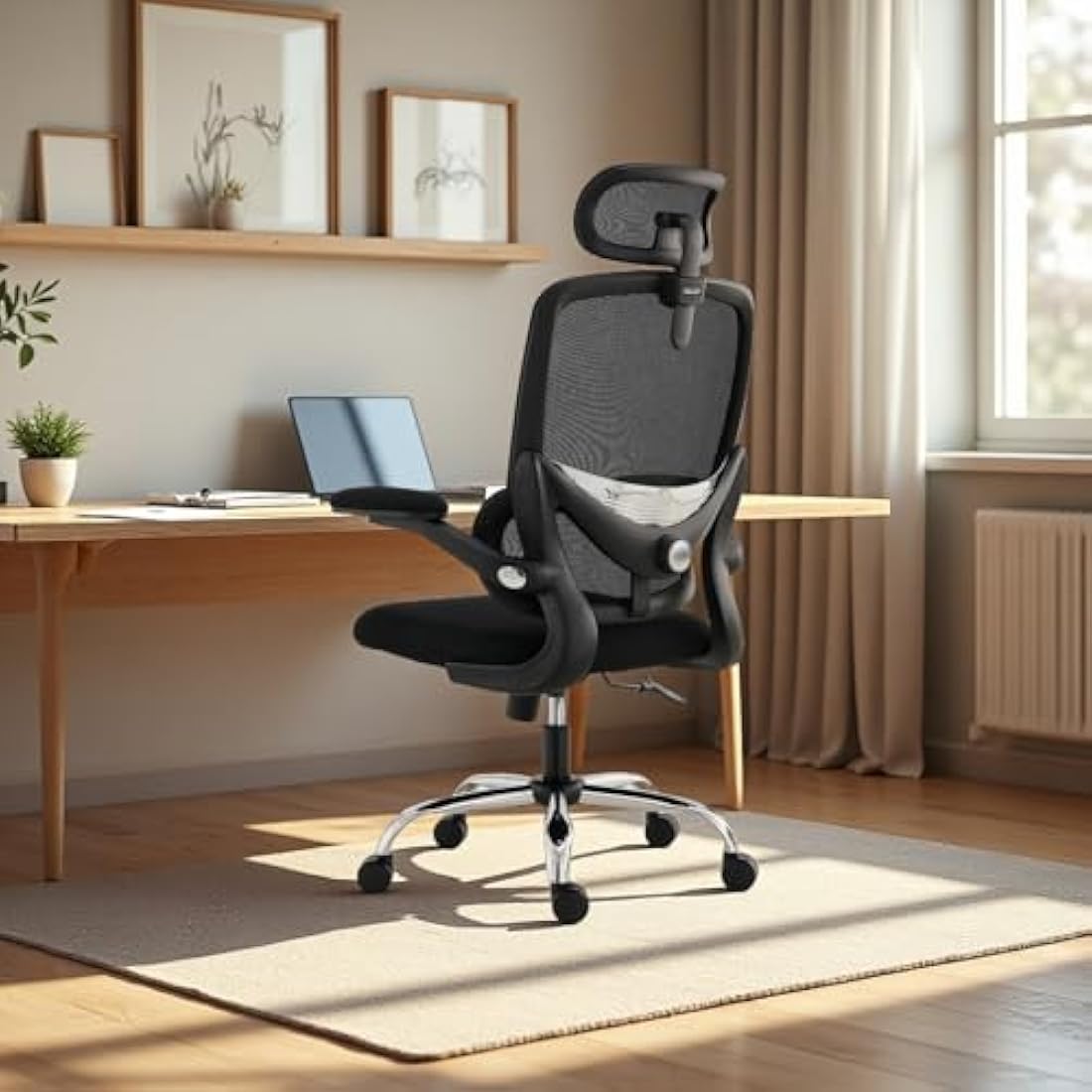 TONFARY Ergonomic Mesh Office Chair – Adjustable Lumbar & Flip-Up Arms
