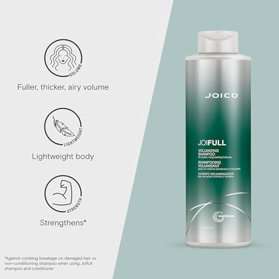 Joico JoiFull Volumizing Shampoo | Rice Protein for Fine Hair | 33.8 oz
