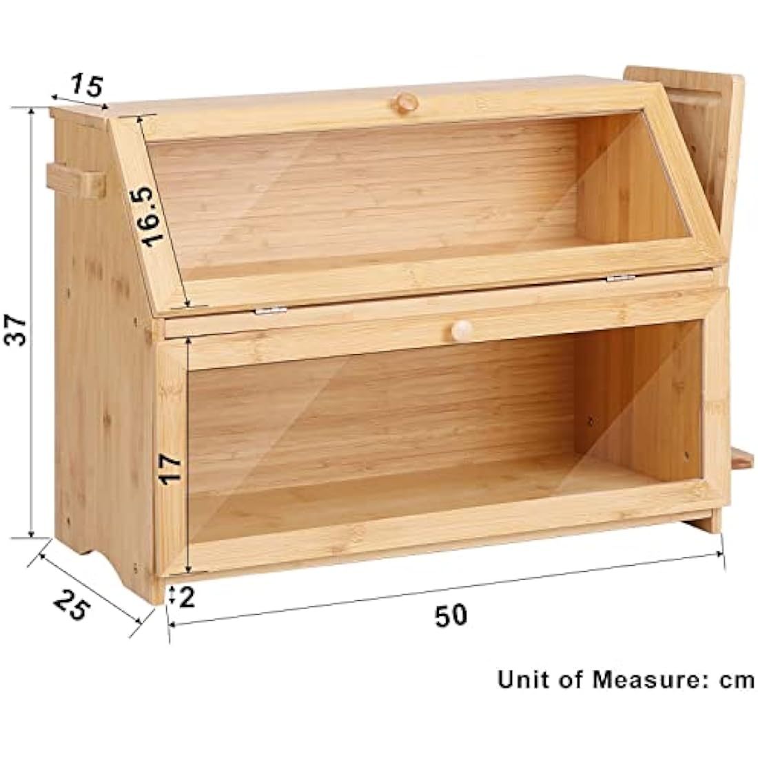 Large 2-Layer Bamboo Bread Box – Farmhouse Kitchen Bread Bin
