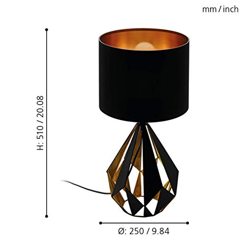 Eglo Carlton 5 Retro Table Lamp – Black & Copper Steel Desk Light